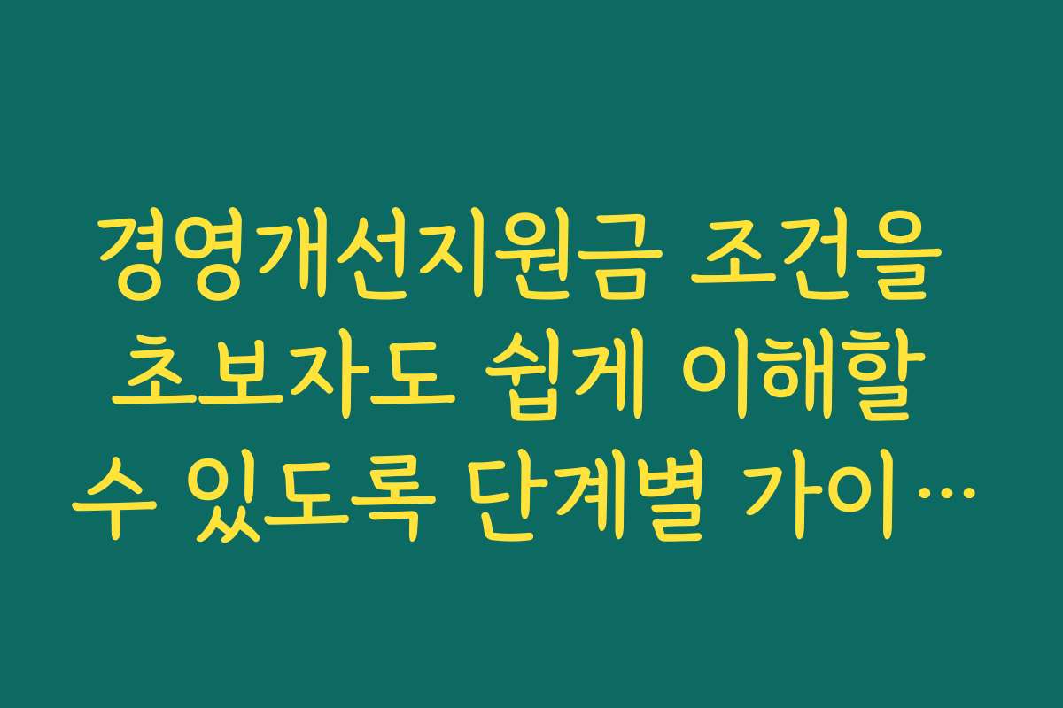 경영개선지원금 조건을 초보자도 쉽게 이해할 수 있도록 단계별 가이드 제공