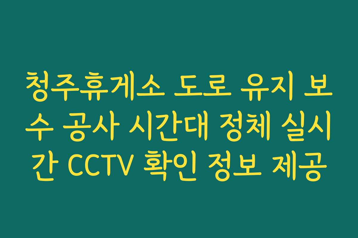 청주휴게소 도로 유지 보수 공사 시간대 정체 실시간 CCTV 확인 정보 제공