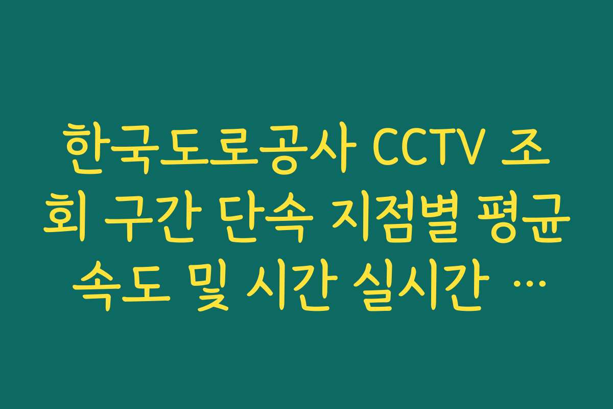 한국도로공사 CCTV 조회 구간 단속 지점별 평균 속도 및 시간 실시간 확인