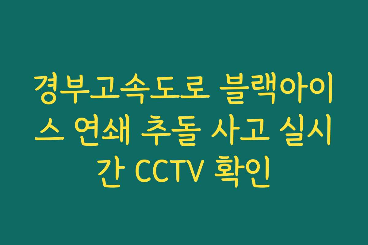 경부고속도로 블랙아이스 연쇄 추돌 사고 실시간 CCTV 확인