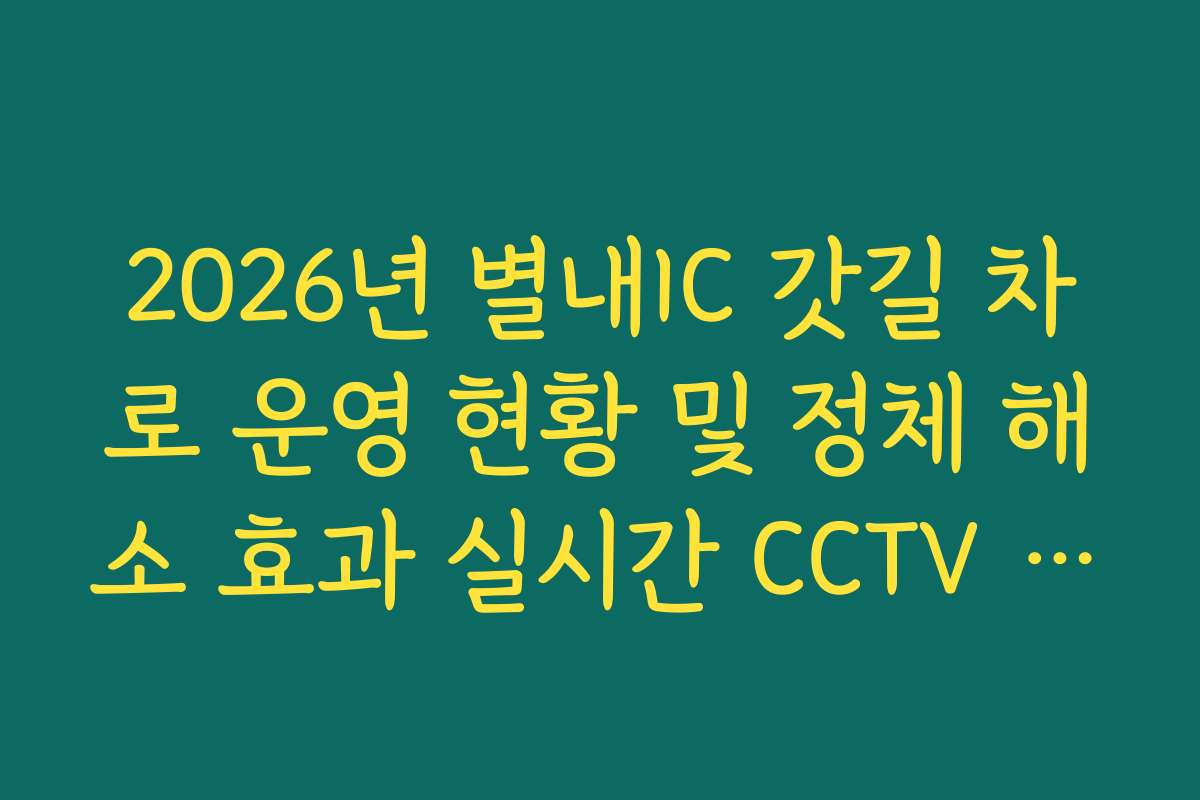 2026년 별내IC 갓길 차로 운영 현황 및 정체 해소 효과 실시간 CCTV 확인