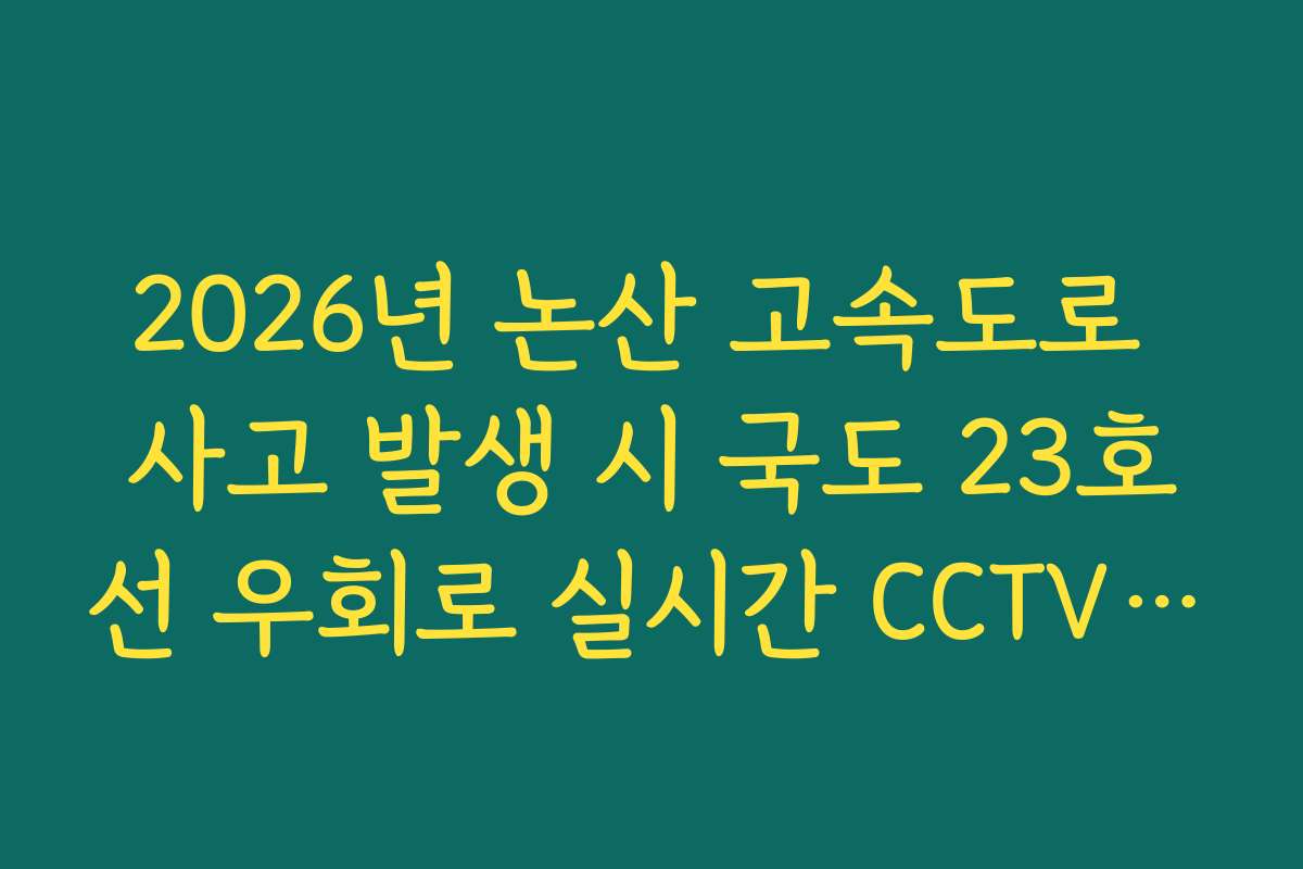 2026년 논산 고속도로 사고 발생 시 국도 23호선 우회로 실시간 CCTV 확인