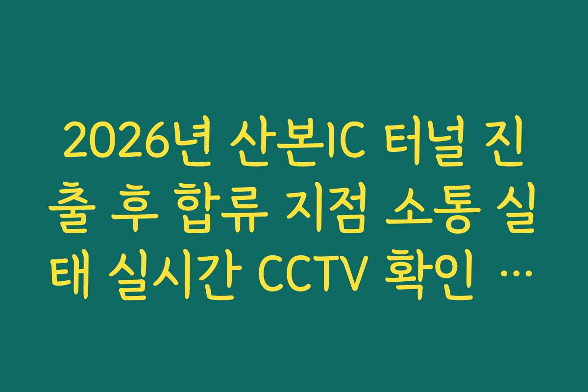 2026년 산본IC 터널 진출 후 합류 지점 소통 실태 실시간 CCTV 확인 정보