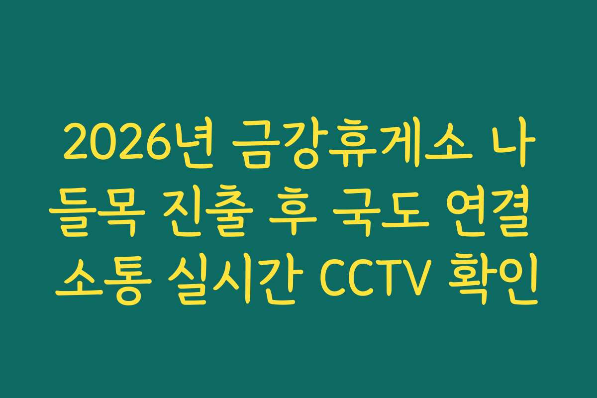 2026년 금강휴게소 나들목 진출 후 국도 연결 소통 실시간 CCTV 확인