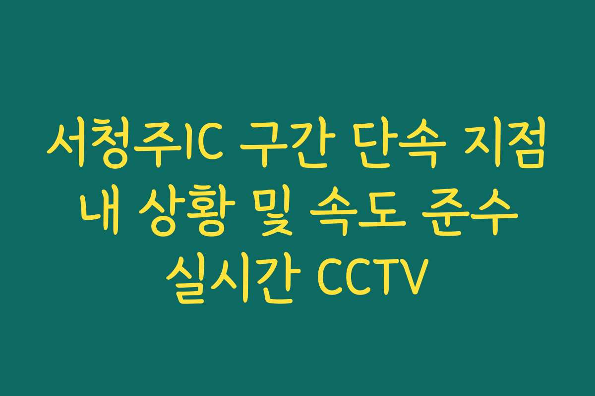 서청주IC 구간 단속 지점 내 상황 및 속도 준수 실시간 CCTV