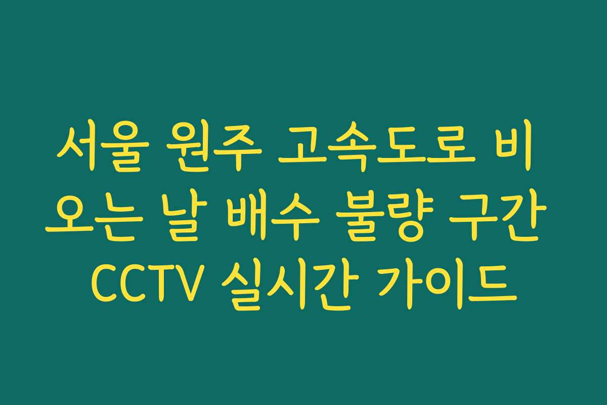 서울 원주 고속도로 비 오는 날 배수 불량 구간 CCTV 실시간 가이드