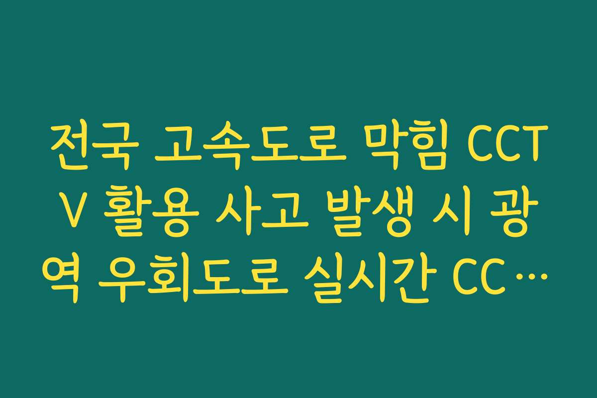 전국 고속도로 막힘 CCTV 활용 사고 발생 시 광역 우회도로 실시간 CCTV