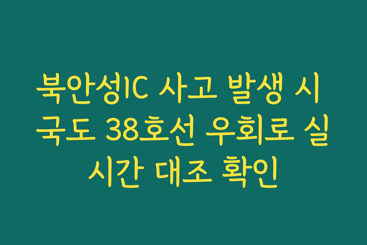 북안성IC 사고 발생 시 국도 38호선 우회로 실시간 대조 확인