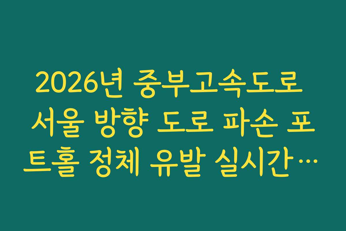 2026년 중부고속도로 서울 방향 도로 파손 포트홀 정체 유발 실시간 확인