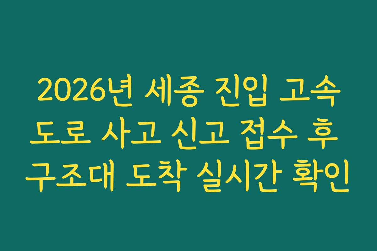 2026년 세종 진입 고속도로 사고 신고 접수 후 구조대 도착 실시간 확인