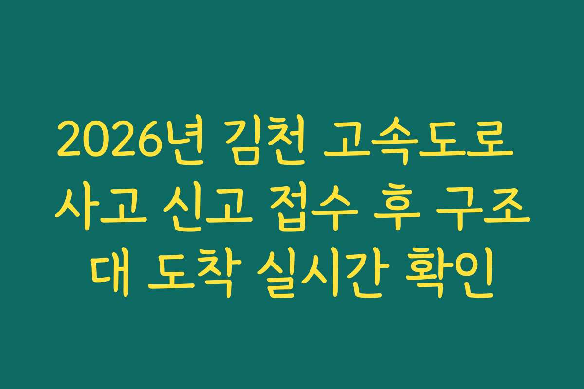 2026년 김천 고속도로 사고 신고 접수 후 구조대 도착 실시간 확인
