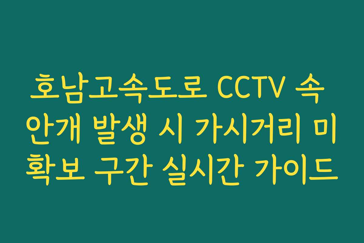 호남고속도로 CCTV 속 안개 발생 시 가시거리 미확보 구간 실시간 가이드