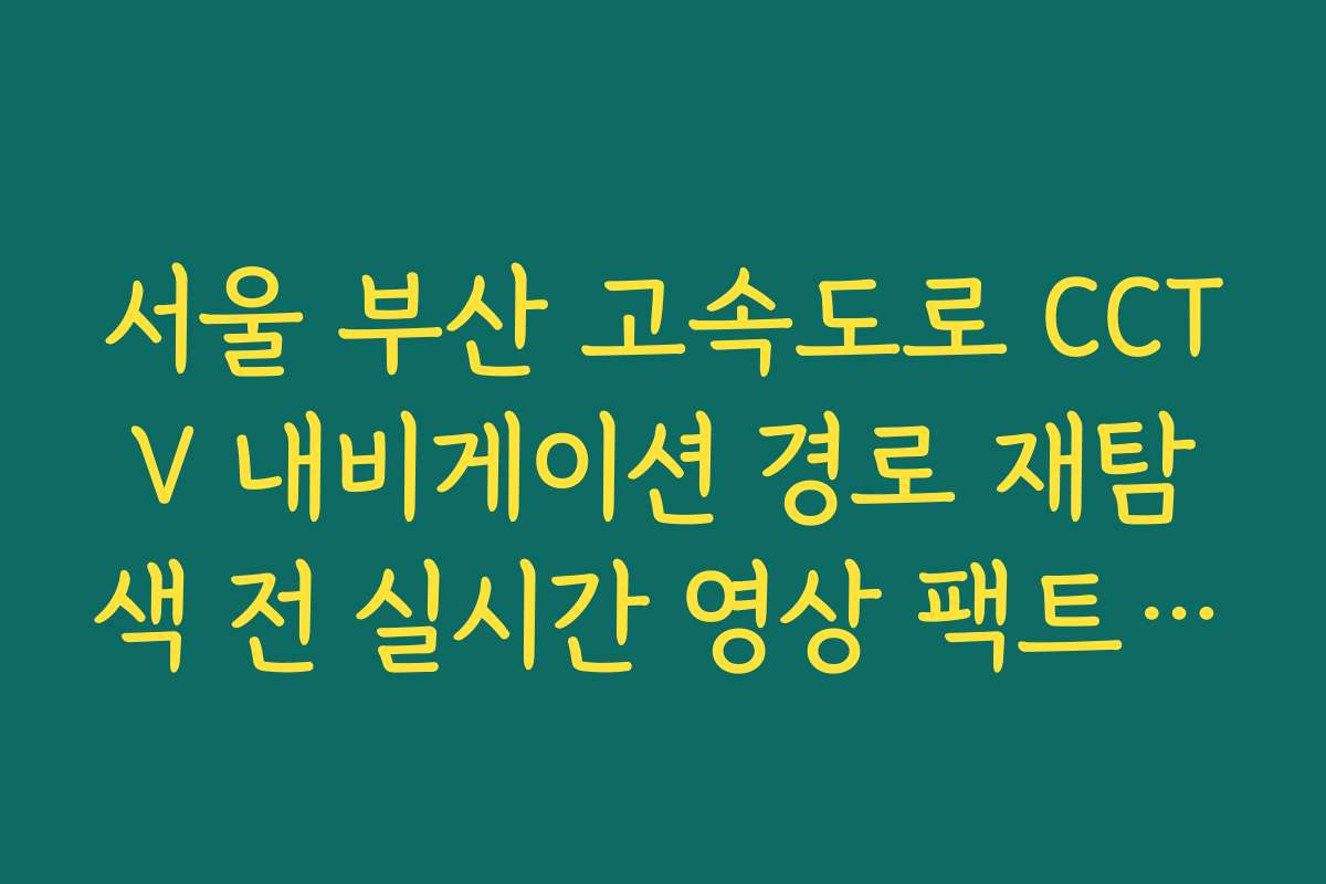 서울 부산 고속도로 CCTV 내비게이션 경로 재탐색 전 실시간 영상 팩트 체크