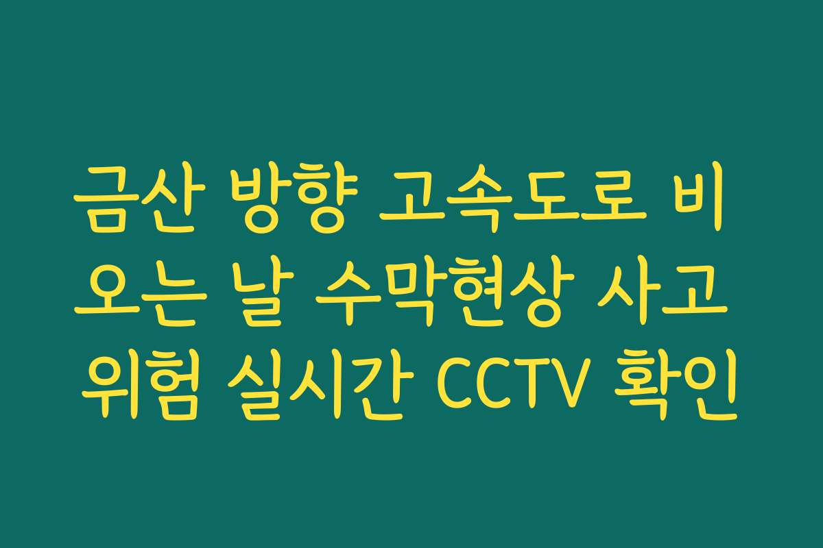 금산 방향 고속도로 비 오는 날 수막현상 사고 위험 실시간 CCTV 확인