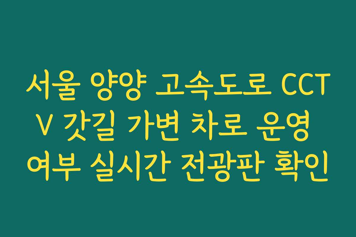 서울 양양 고속도로 CCTV 갓길 가변 차로 운영 여부 실시간 전광판 확인