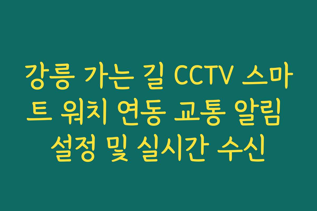 강릉 가는 길 CCTV 스마트 워치 연동 교통 알림 설정 및 실시간 수신