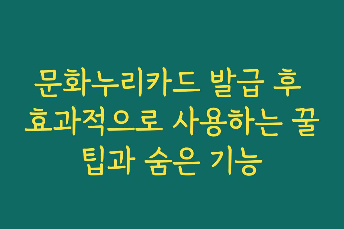문화누리카드 발급 후 효과적으로 사용하는 꿀팁과 숨은 기능