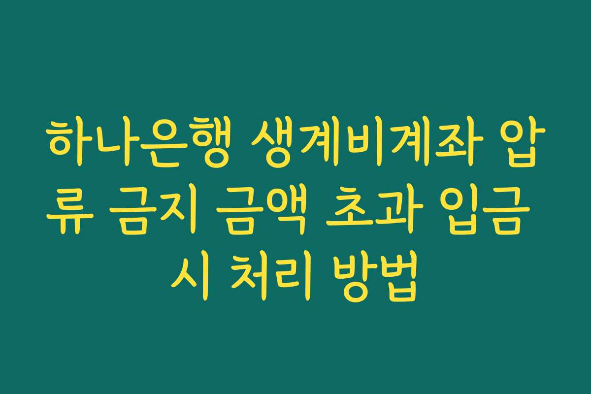 하나은행 생계비계좌 압류 금지 금액 초과 입금 시 처리 방법