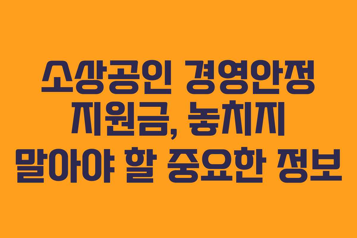 소상공인 경영안정 지원금, 놓치지 말아야 할 중요한 정보
