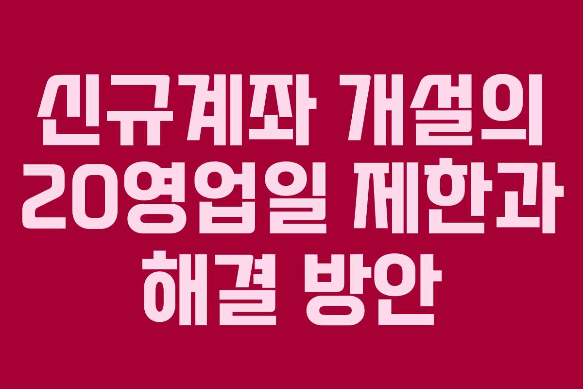 신규계좌 개설의 20영업일 제한과 해결 방안