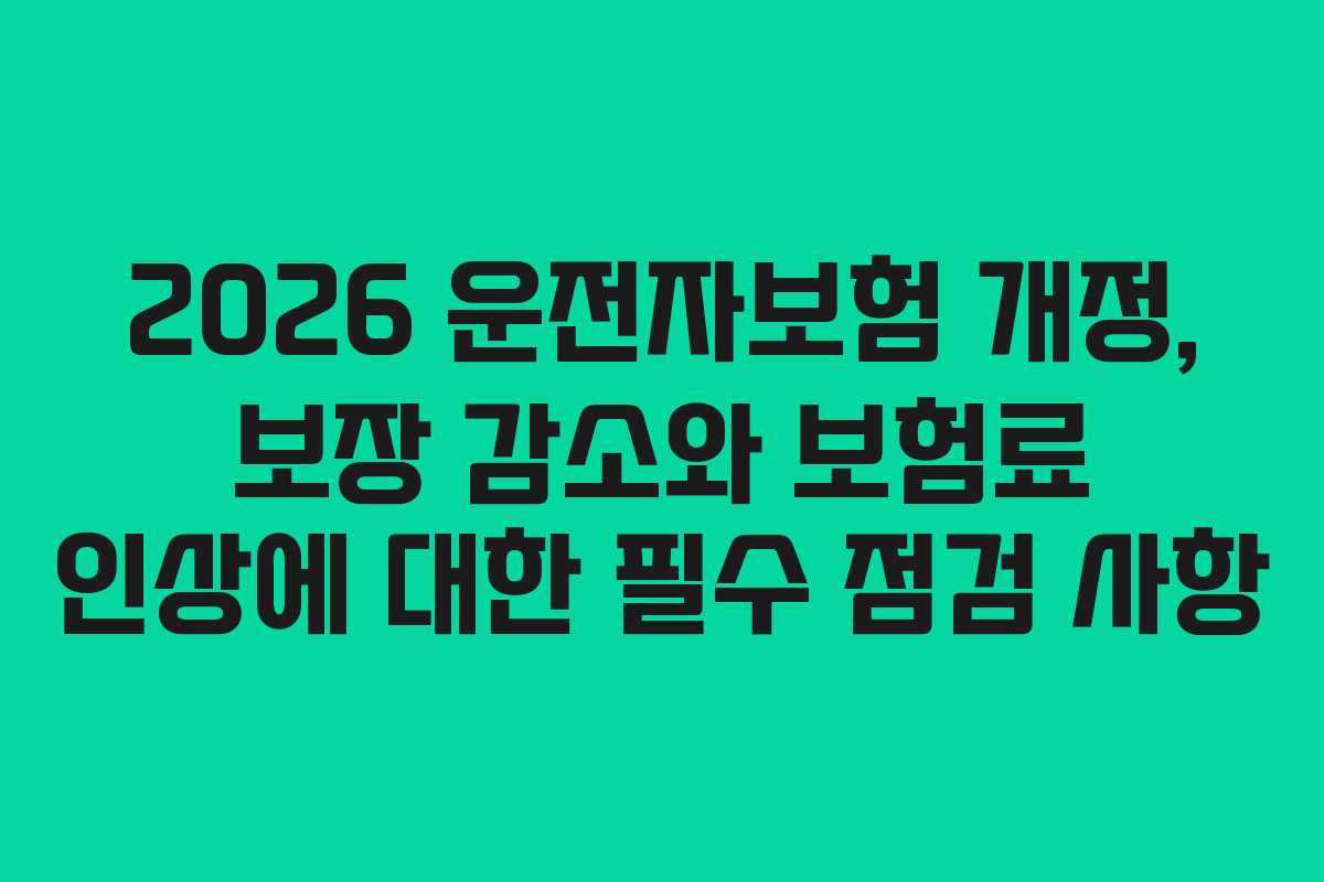 2026 운전자보험 개정, 보장 감소와 보험료 인상에 대한 필수 점검 사항