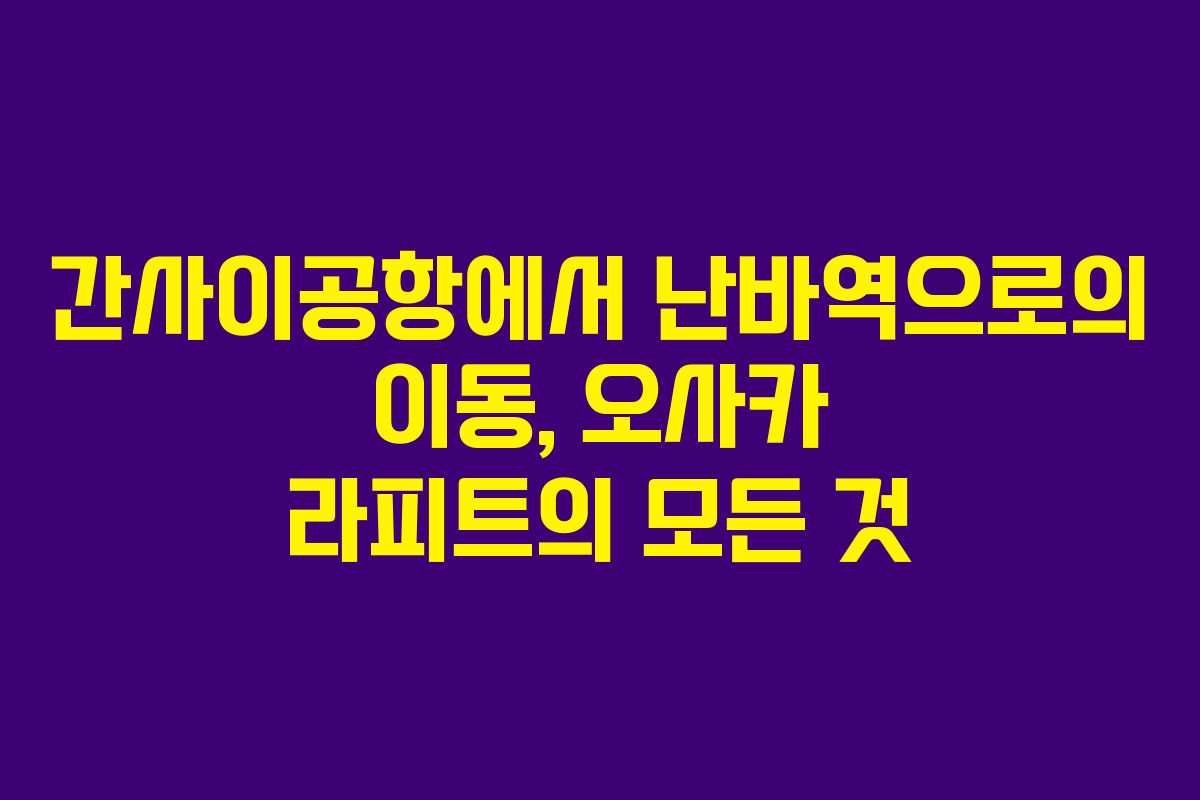 간사이공항에서 난바역으로의 이동, 오사카 라피트의 모든 것