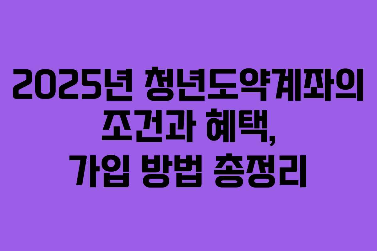 2025년 청년도약계좌의 조건과 혜택, 가입 방법 총정리