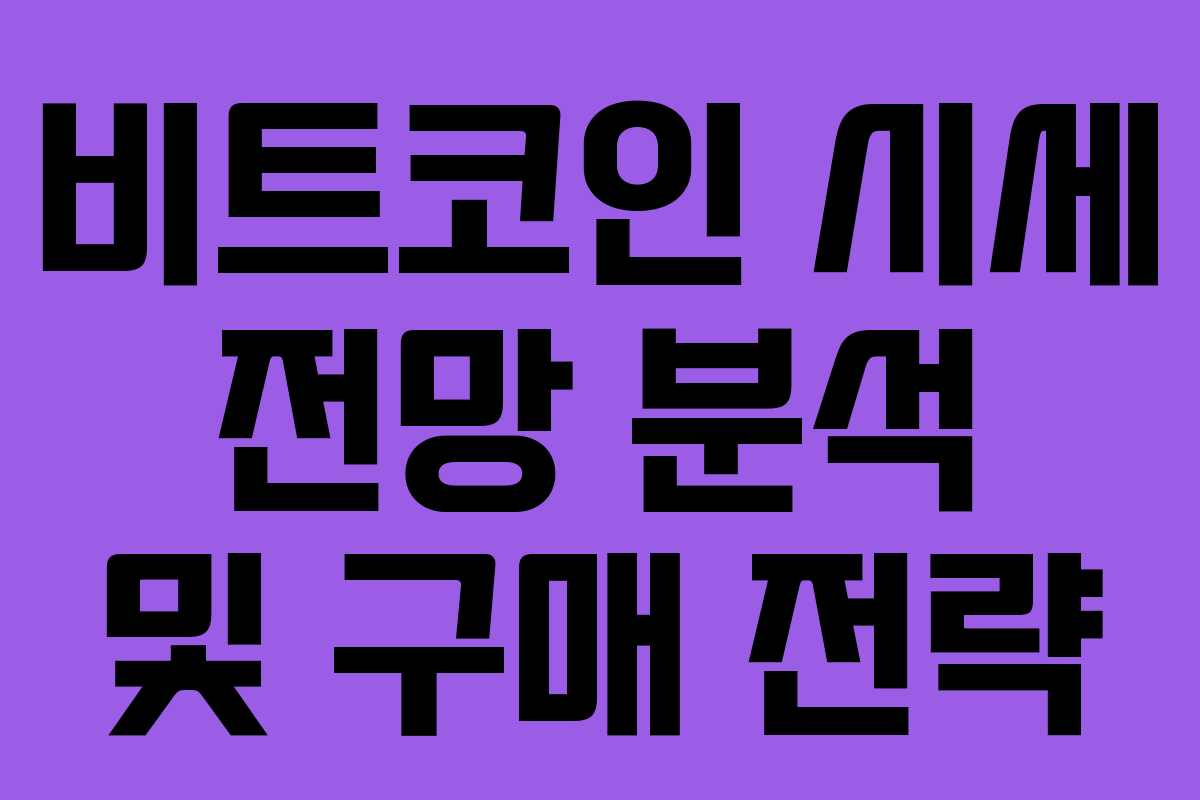 비트코인 시세 전망 분석 및 구매 전략
