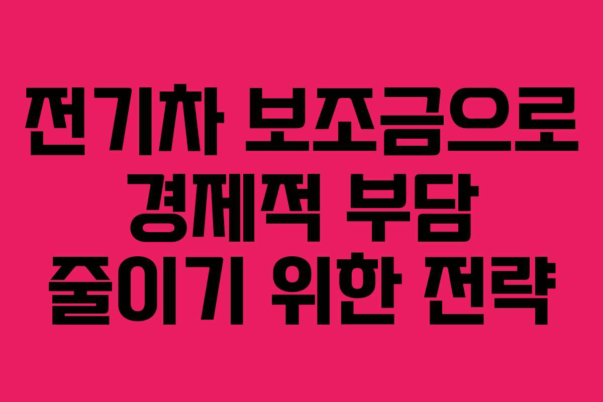 전기차 보조금으로 경제적 부담 줄이기 위한 전략