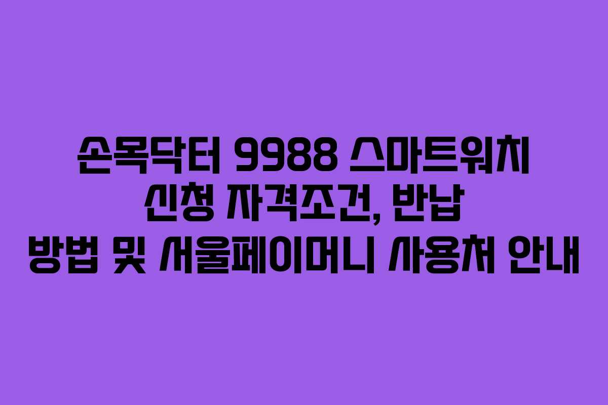 손목닥터 9988 스마트워치 신청 자격조건, 반납 방법 및 서울페이머니 사용처 안내