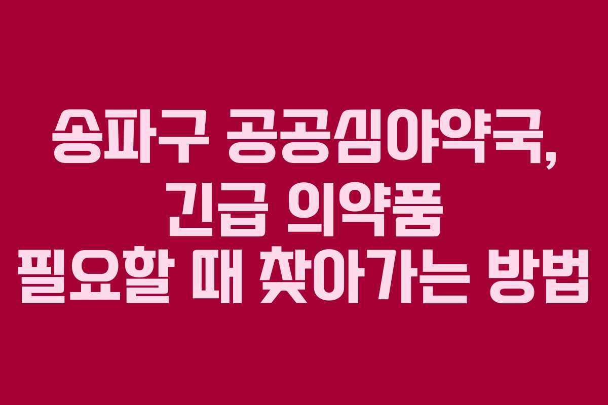 송파구 공공심야약국, 긴급 의약품 필요할 때 찾아가는 방법