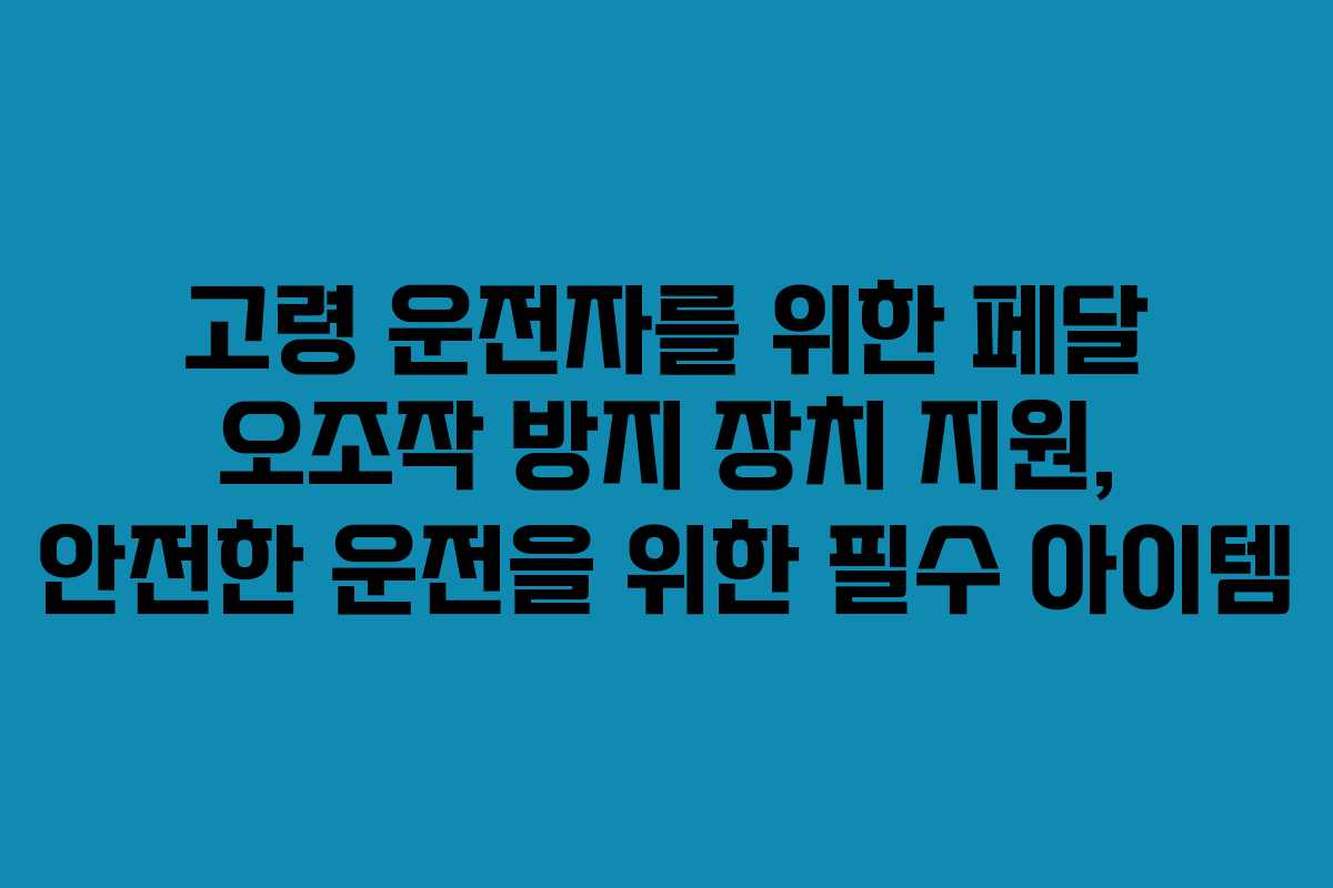 고령 운전자를 위한 페달 오조작 방지 장치 지원, 안전한 운전을 위한 필수 아이템