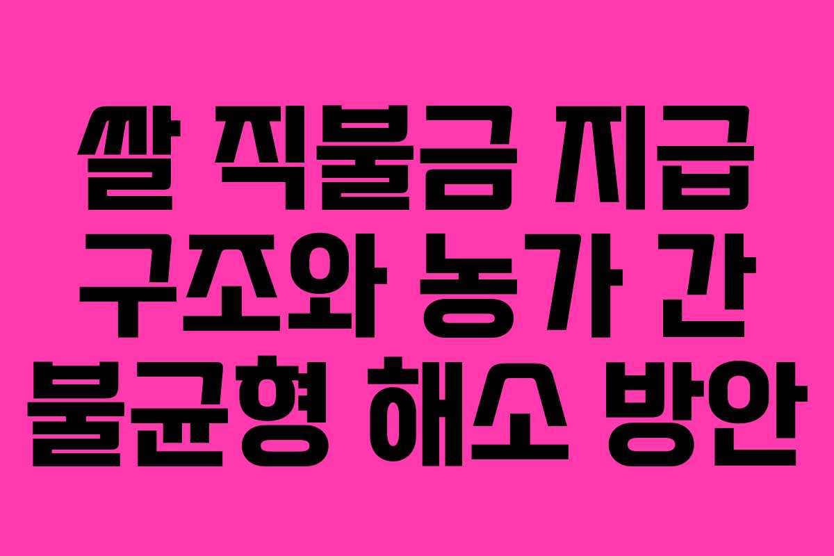 쌀 직불금 지급 구조와 농가 간 불균형 해소 방안