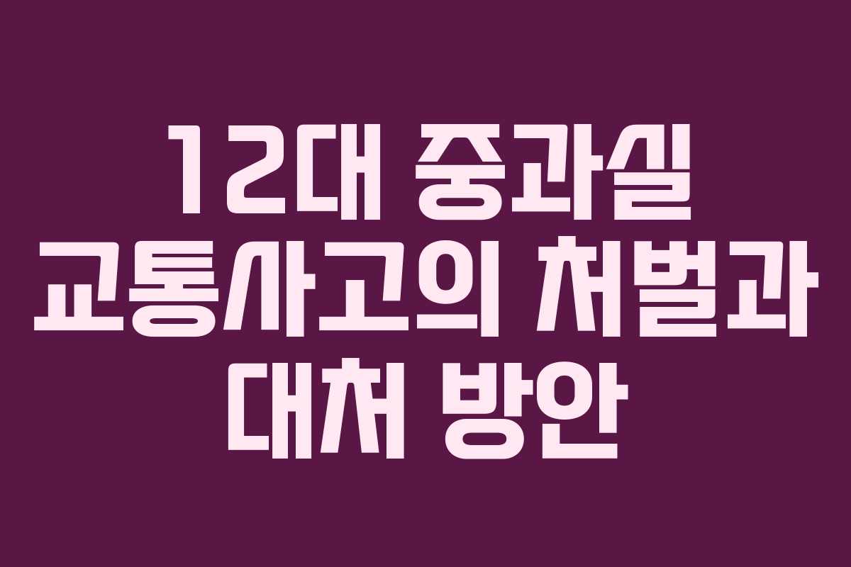 12대 중과실 교통사고의 처벌과 대처 방안