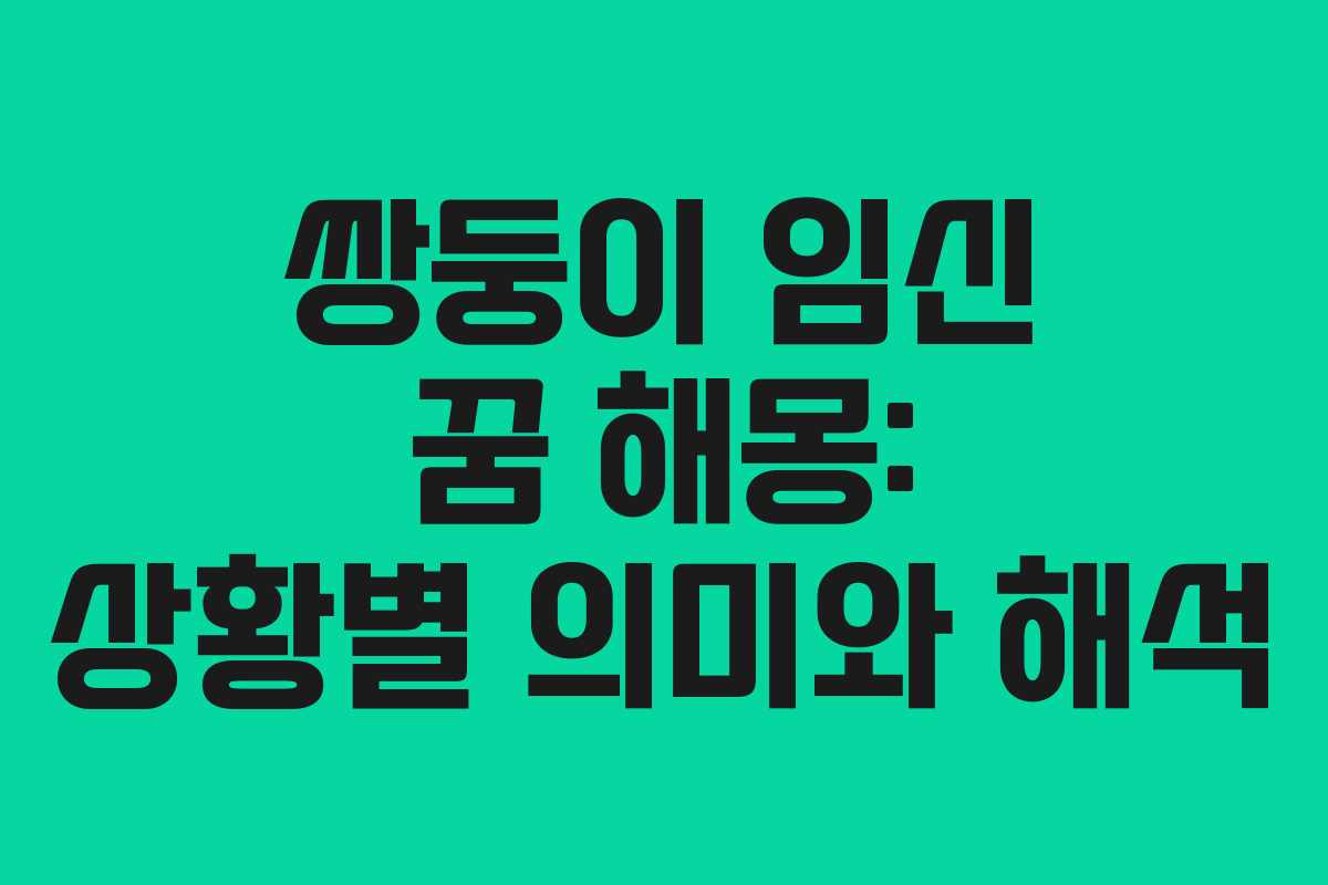 쌍둥이 임신 꿈 해몽: 상황별 의미와 해석