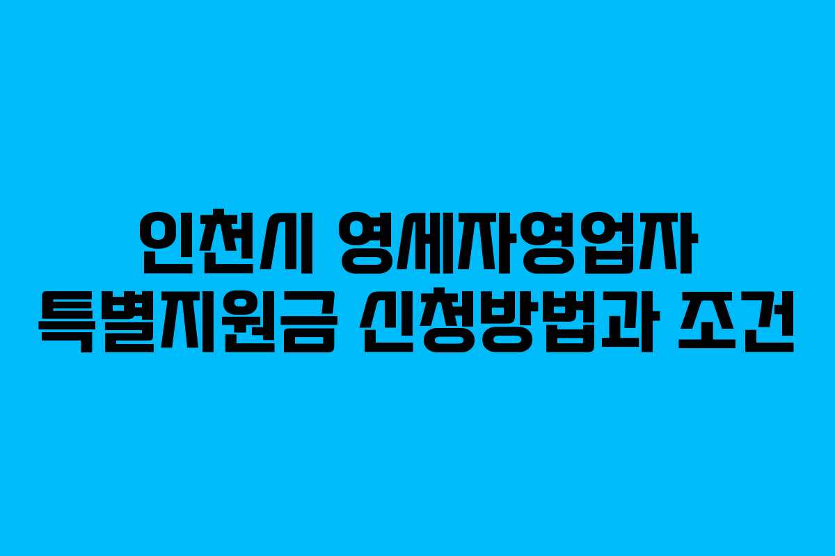 인천시 영세자영업자 특별지원금 신청방법과 조건