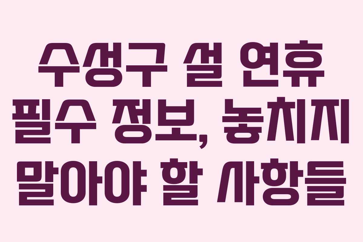수성구 설 연휴 필수 정보, 놓치지 말아야 할 사항들