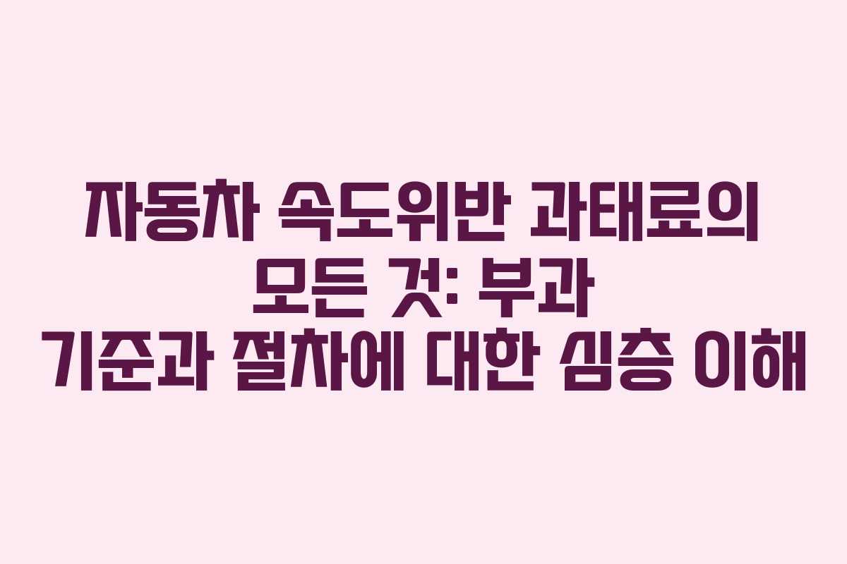 자동차 속도위반 과태료의 모든 것: 부과 기준과 절차에 대한 심층 이해