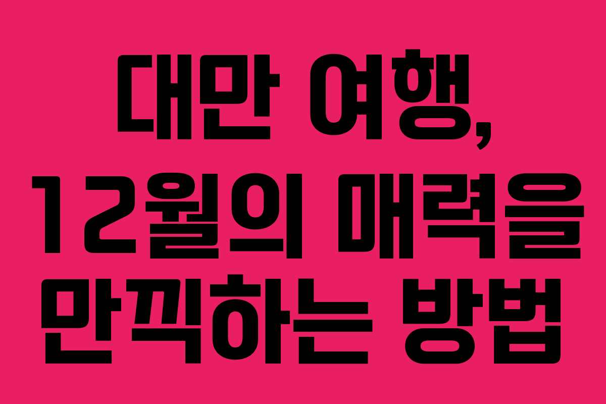 대만 여행, 12월의 매력을 만끽하는 방법