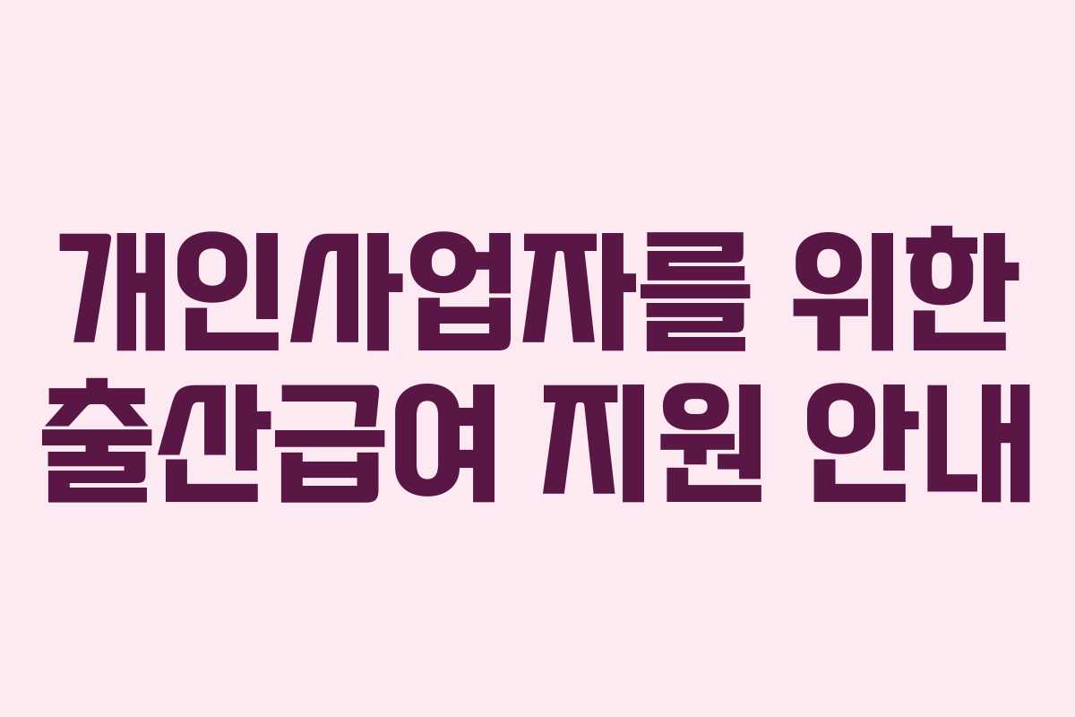 개인사업자를 위한 출산급여 지원 안내