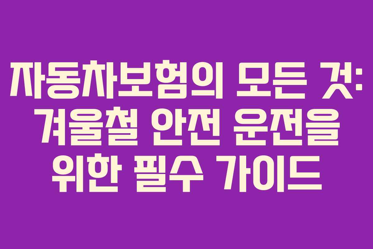 자동차보험의 모든 것: 겨울철 안전 운전을 위한 필수 가이드