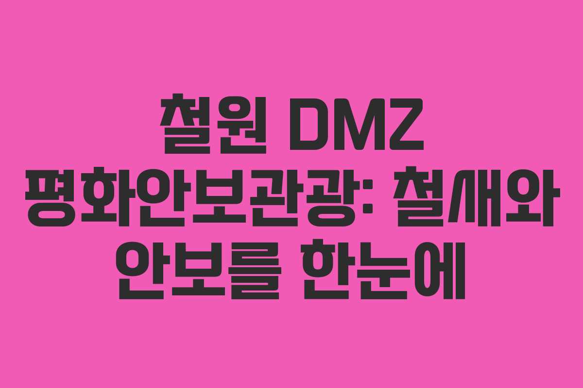 철원 DMZ 평화안보관광: 철새와 안보를 한눈에