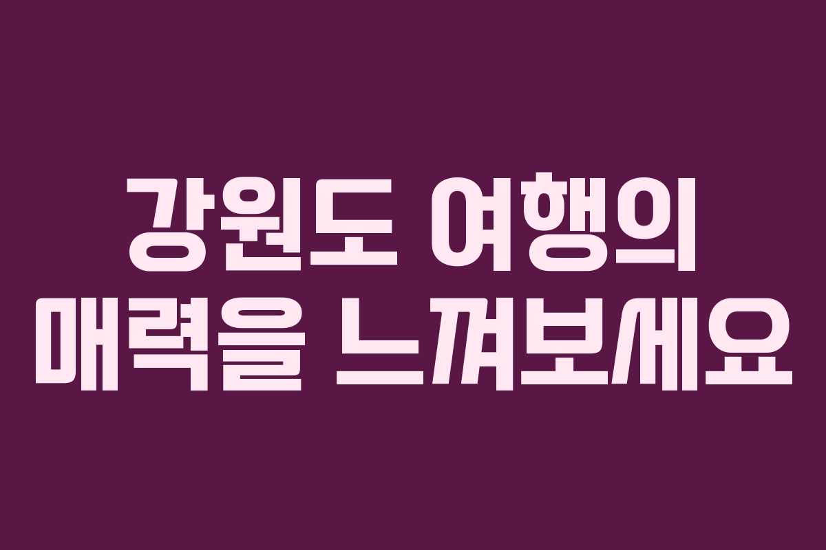 강원도 여행의 매력을 느껴보세요