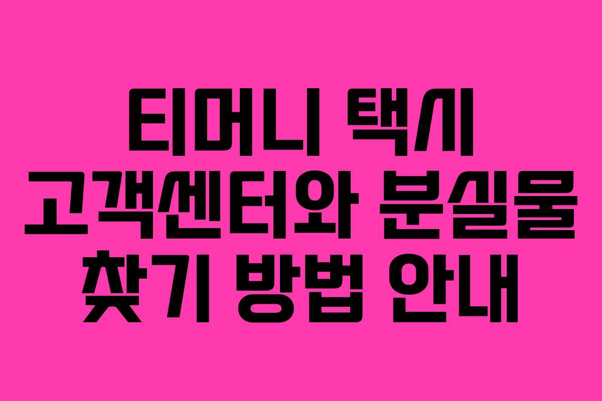 티머니 택시 고객센터와 분실물 찾기 방법 안내