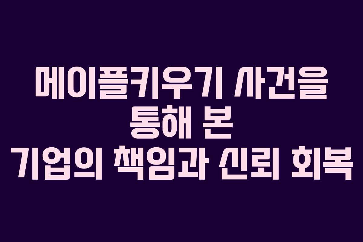 메이플키우기 사건을 통해 본 기업의 책임과 신뢰 회복