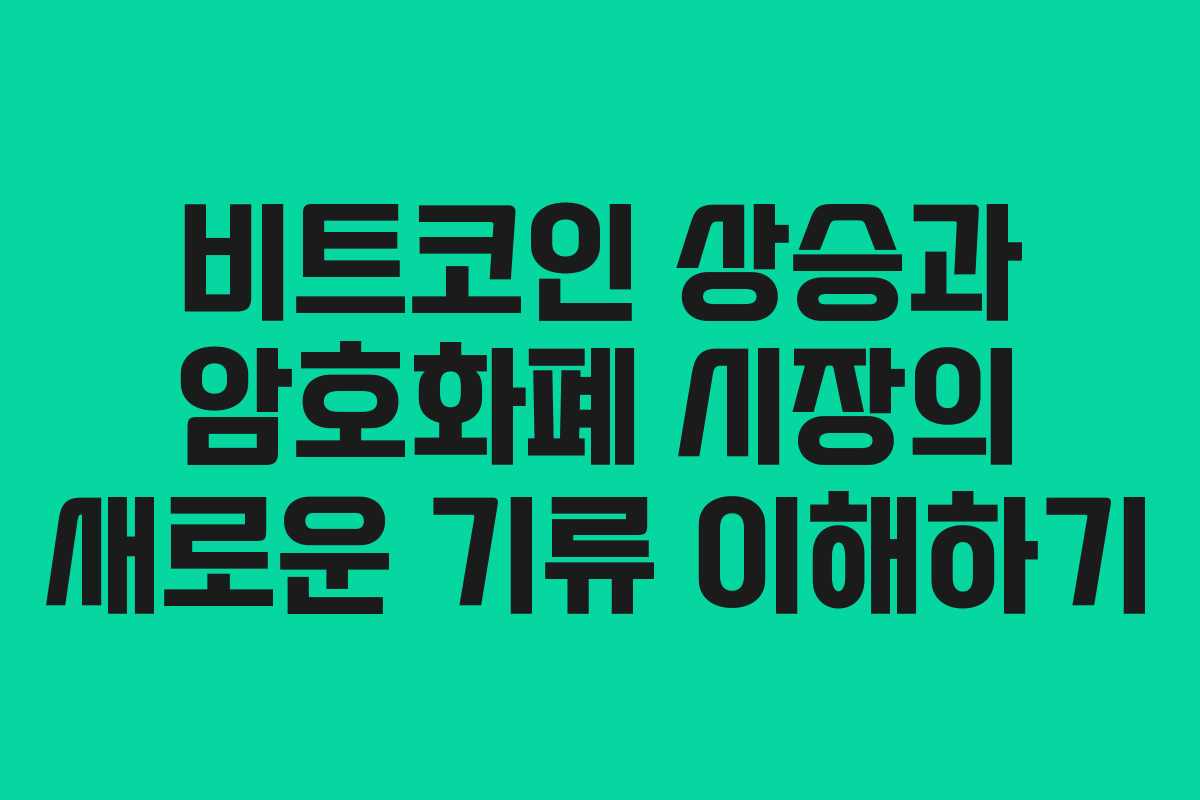 비트코인 상승과 암호화폐 시장의 새로운 기류 이해하기