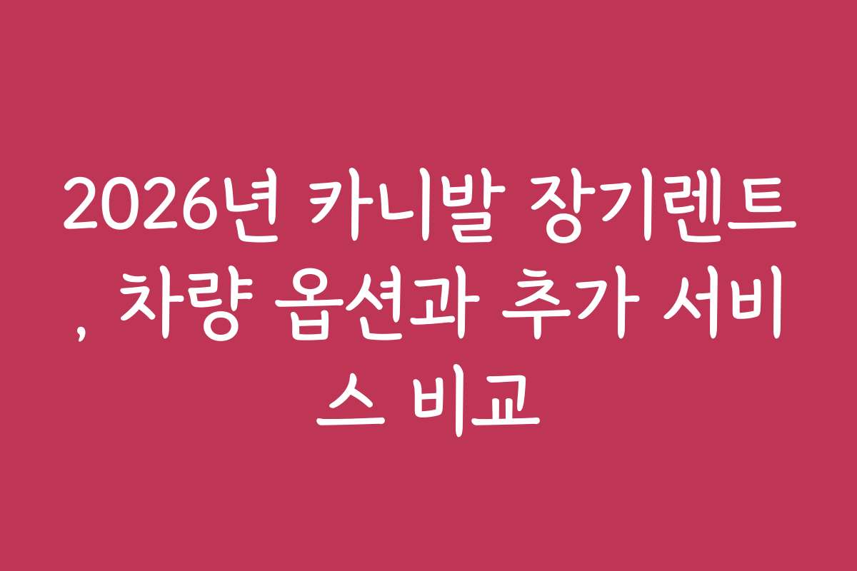2026년 카니발 장기렌트, 차량 옵션과 추가 서비스 비교