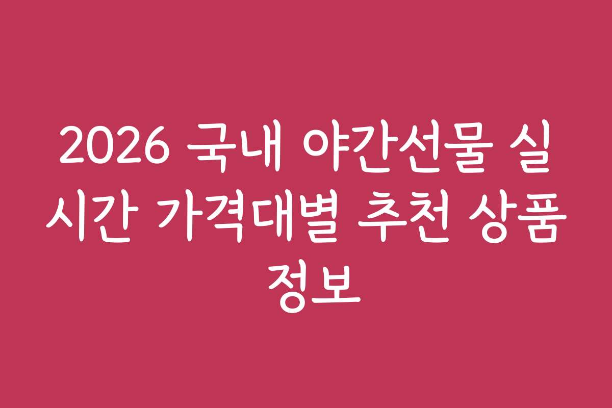 2026 국내 야간선물 실시간 가격대별 추천 상품 정보