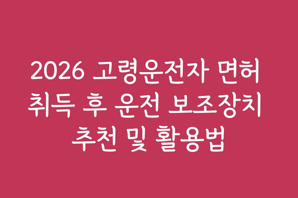 2026 고령운전자 면허 취득 후 운전 보조장치 추천 및 활용법