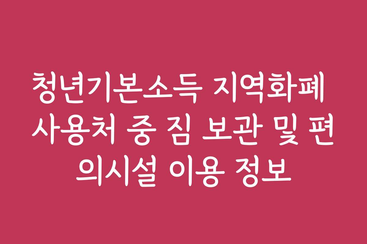 청년기본소득 지역화폐 사용처 중 짐 보관 및 편의시설 이용 정보